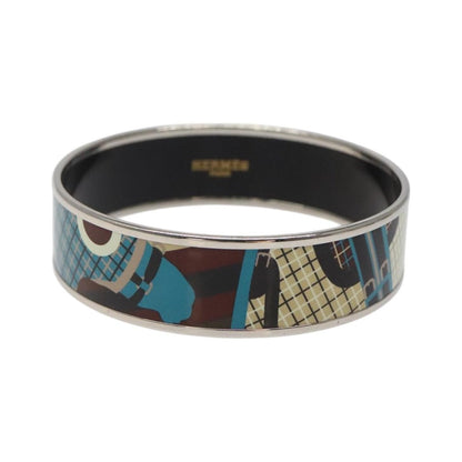 Hermes Caleche Bangle Enamel, Blue, Metal, Bracelet