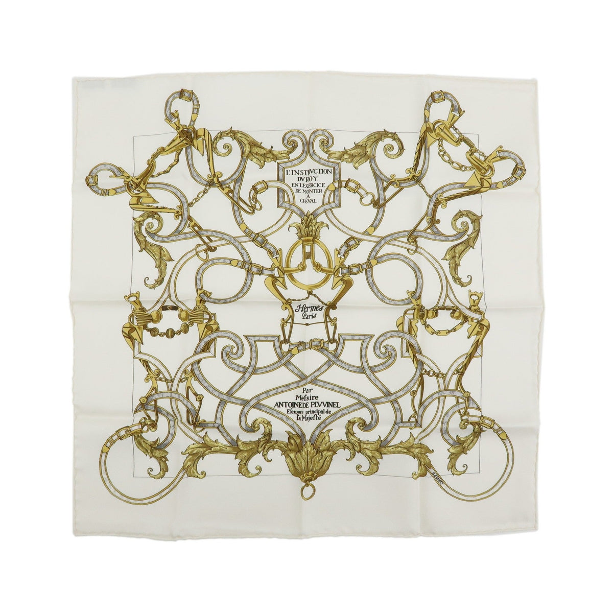 Hermes Carré 40 Silk, White, Silk, Scarf