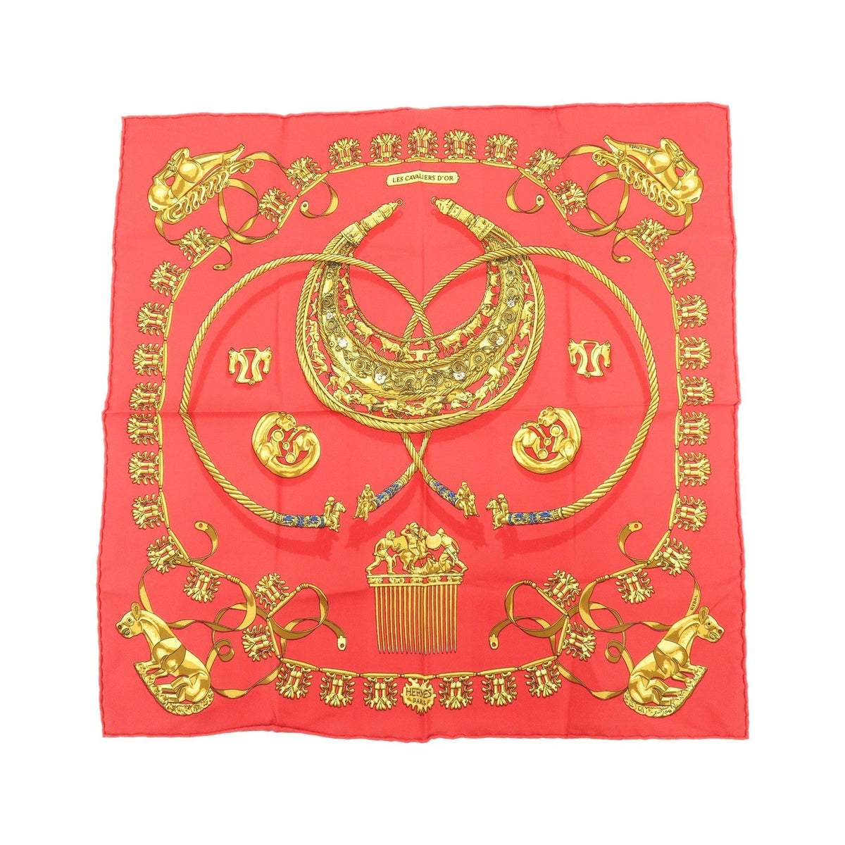 Hermes Carré 40 Silk, Red, Silk, Scarf