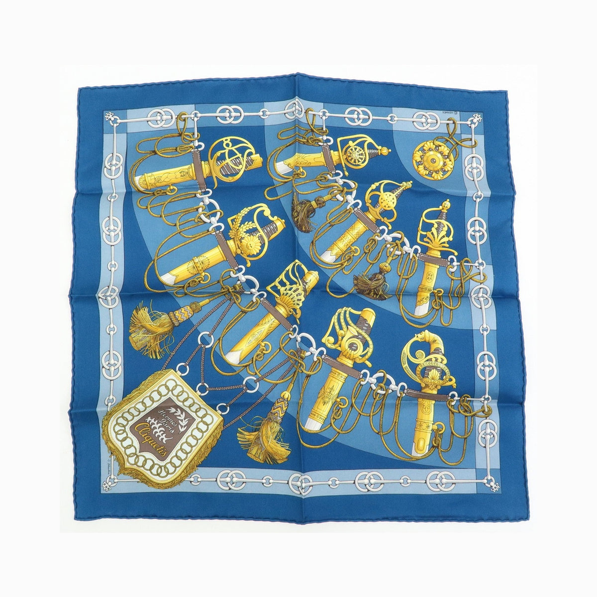 Hermes Carré 42 Silk, Blue, Silk, Scarf
