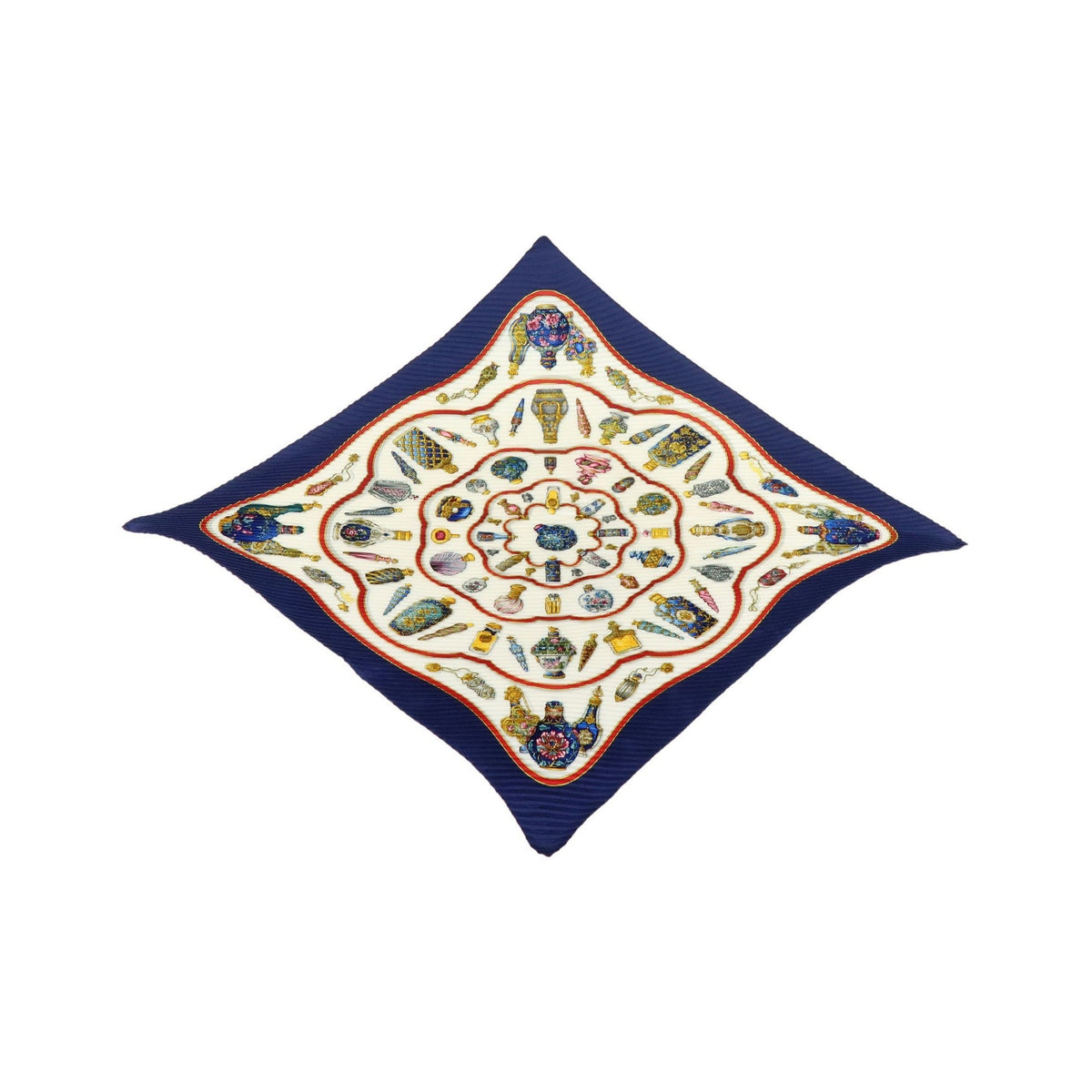 Hermes Carré 90 Pleated Silk, Navy, Silk, Scarf