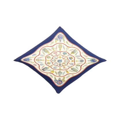 Hermes Carré 90 Pleated Silk, Navy, Silk, Scarf