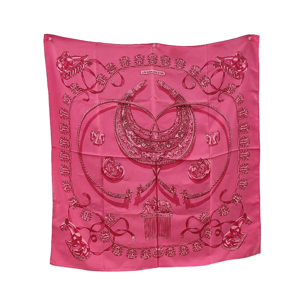 Hermes Carré 90 Silk multicolor, Pink, Silk, Scarf