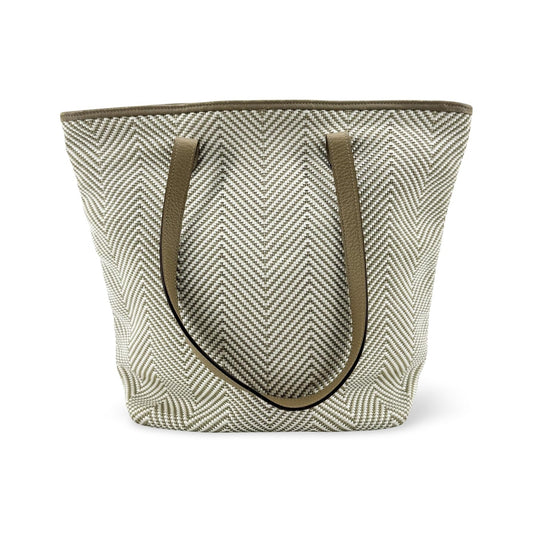 Hermes Chennai Woven Leather and Canvas, White, Canvas, Tote Bag
