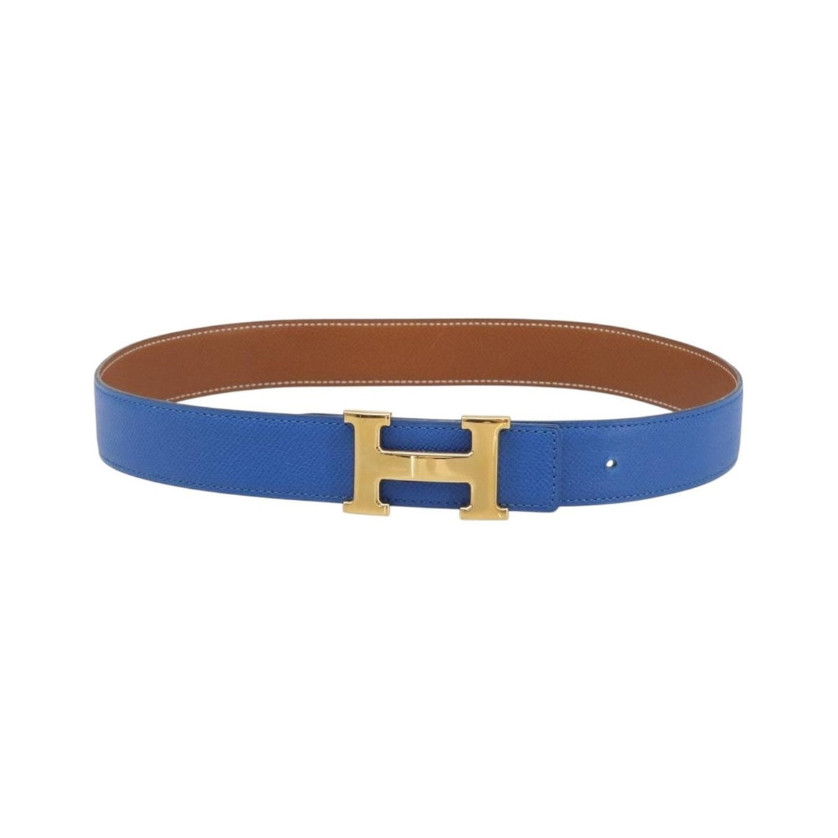 Hermes Constance Reversible Belt Leather, Blue, Leather, Belt