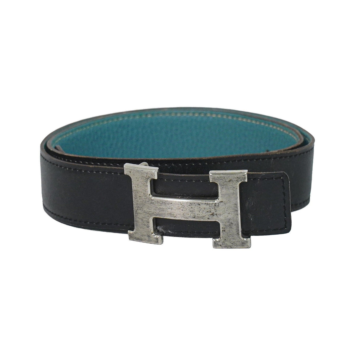 Hermes Constance Reversible Belt Leather with Guilloche Hardware, Black, Leather, Belt