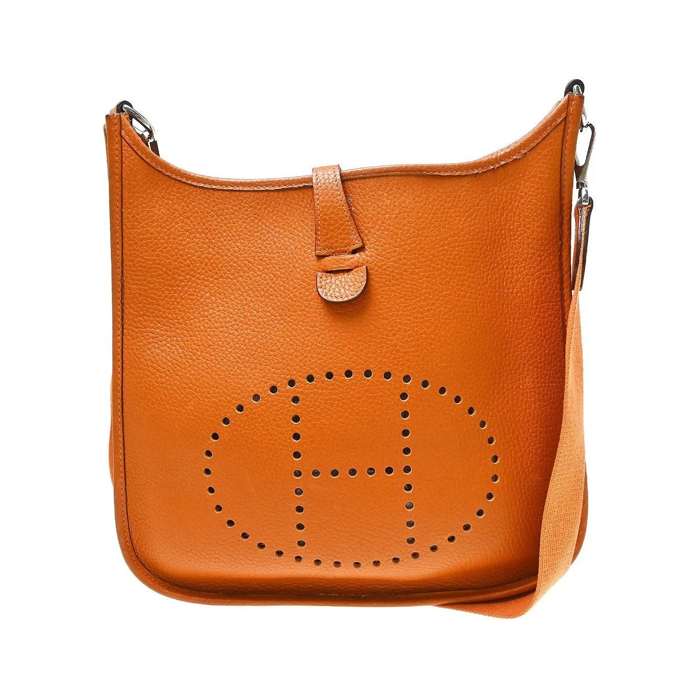 Hermes Evelyne Bag Gen I Clemence, Orange, Leather, Handbag