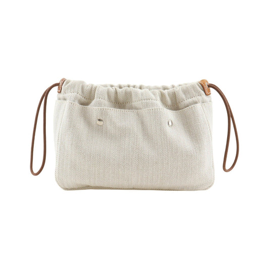 Hermes Fourbi Toile, Beige, Cotton, Clutch
