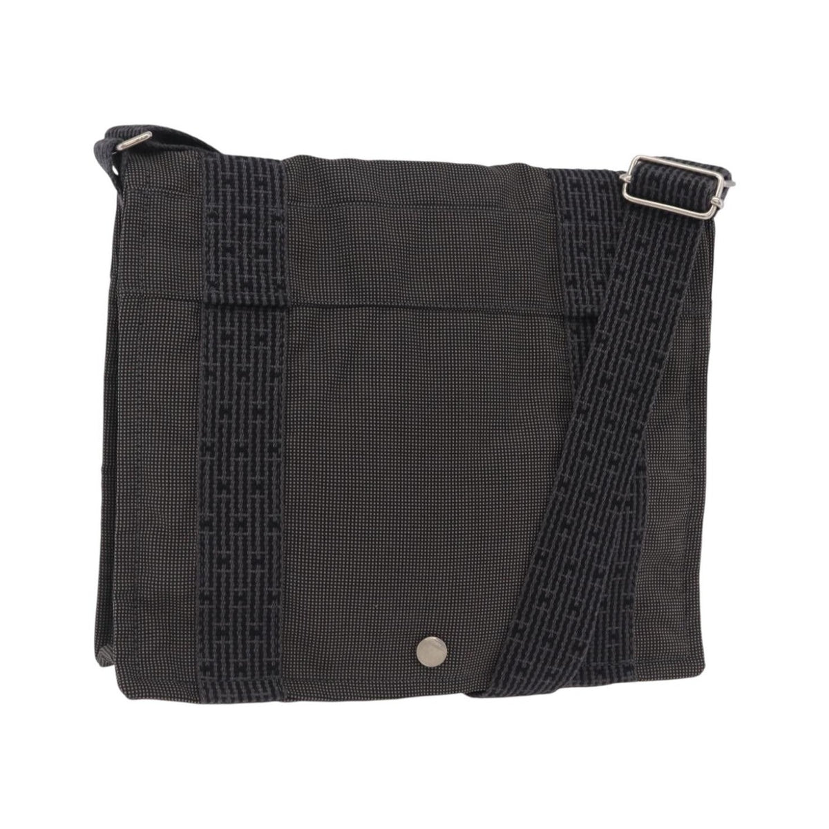 Hermes Fourre Tout Besace Messenger Toile, Gray, Canvas, Handbag