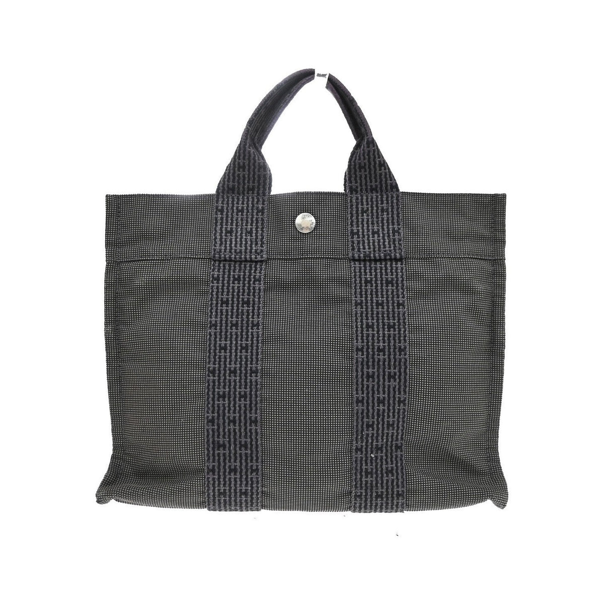 Hermes Fourre-tout Herline Canvas, Gray, Canvas, Tote Bag