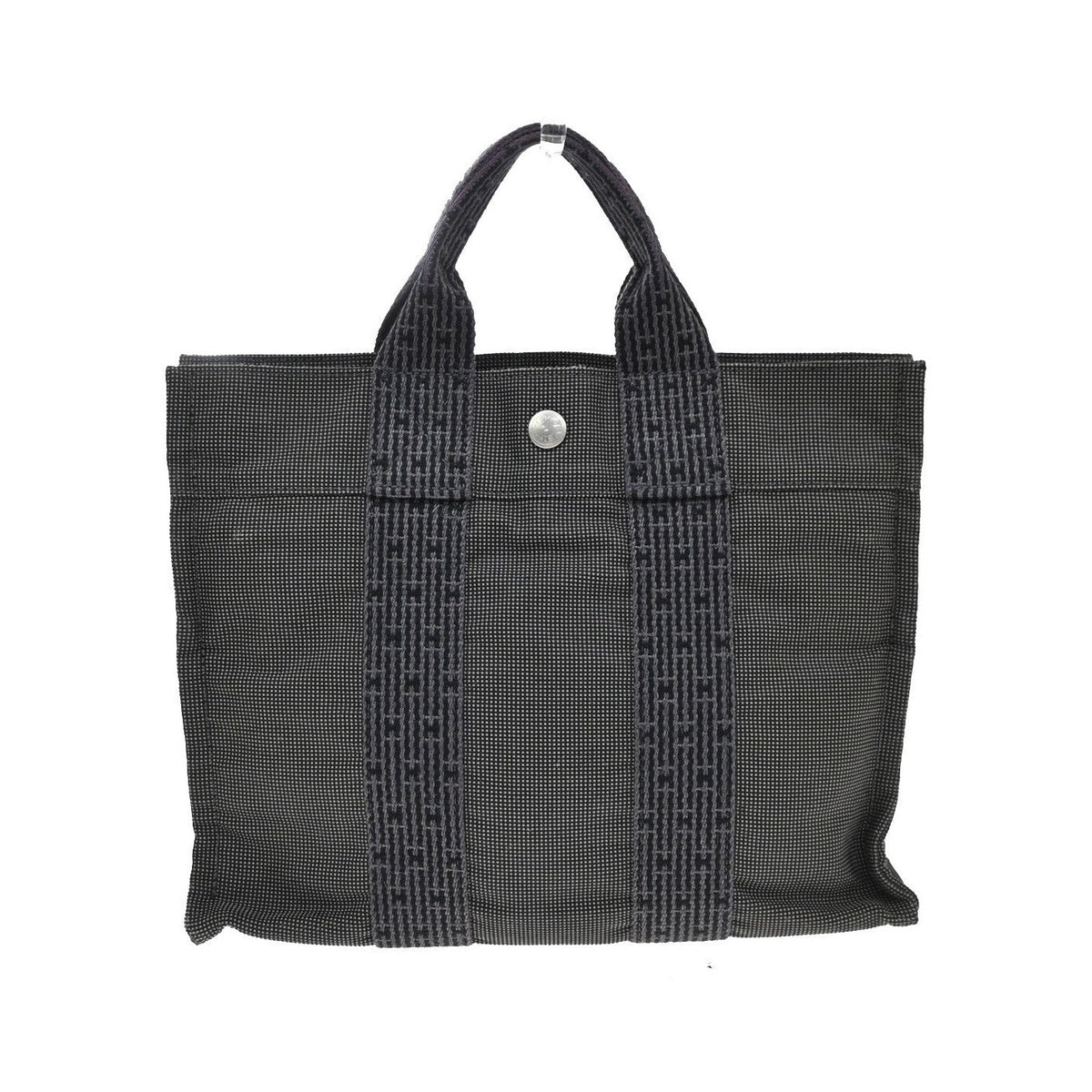Hermes Fourre-tout Herline Canvas, Gray, Canvas, Tote Bag