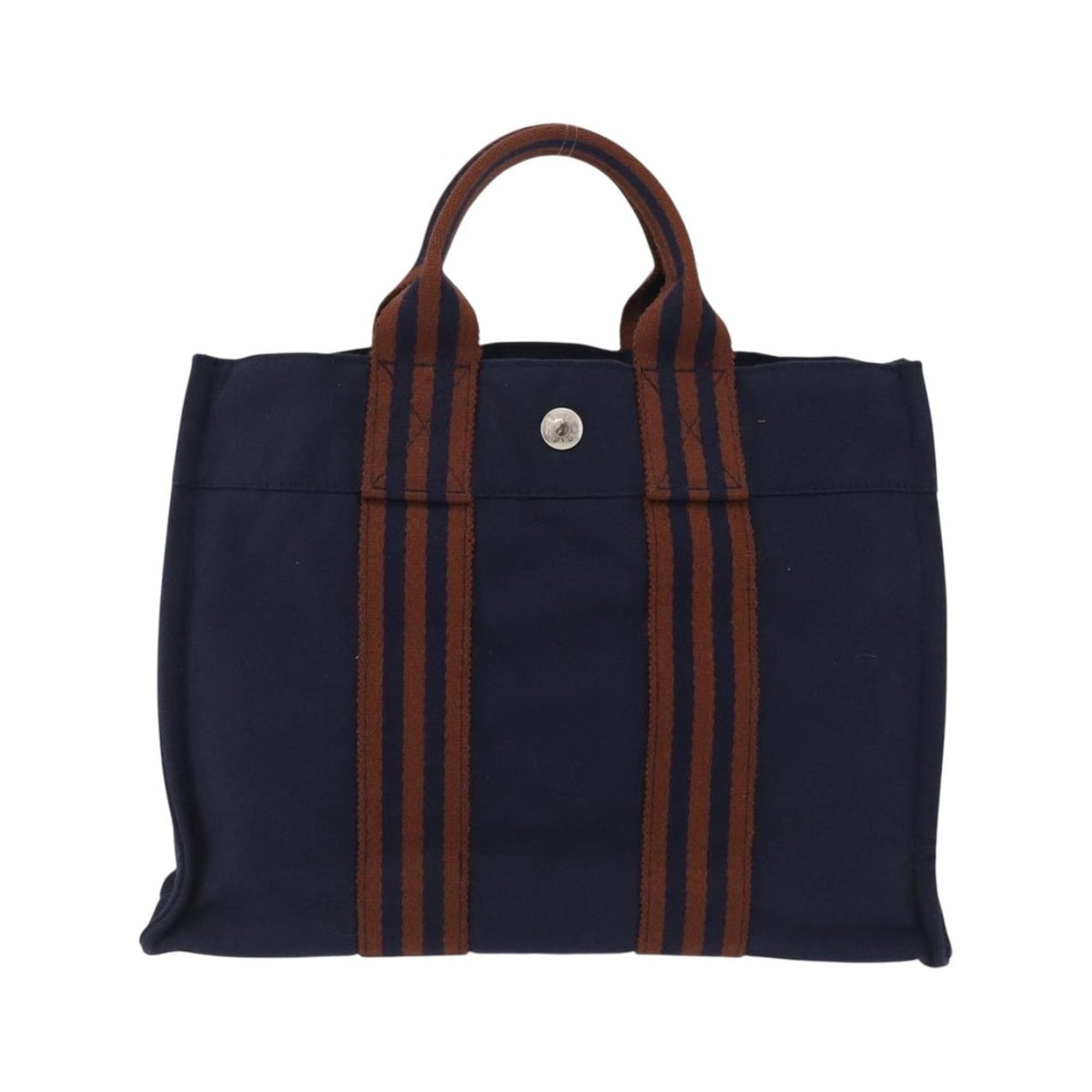 Hermes Fourre Tout Toile, Navy, Canvas, Tote Bag