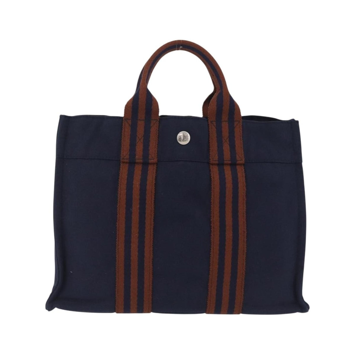 Hermes Fourre Tout Toile, Navy, Canvas, Tote Bag
