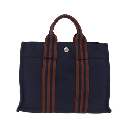 Hermes Fourre Tout Toile, Navy, Canvas, Tote Bag