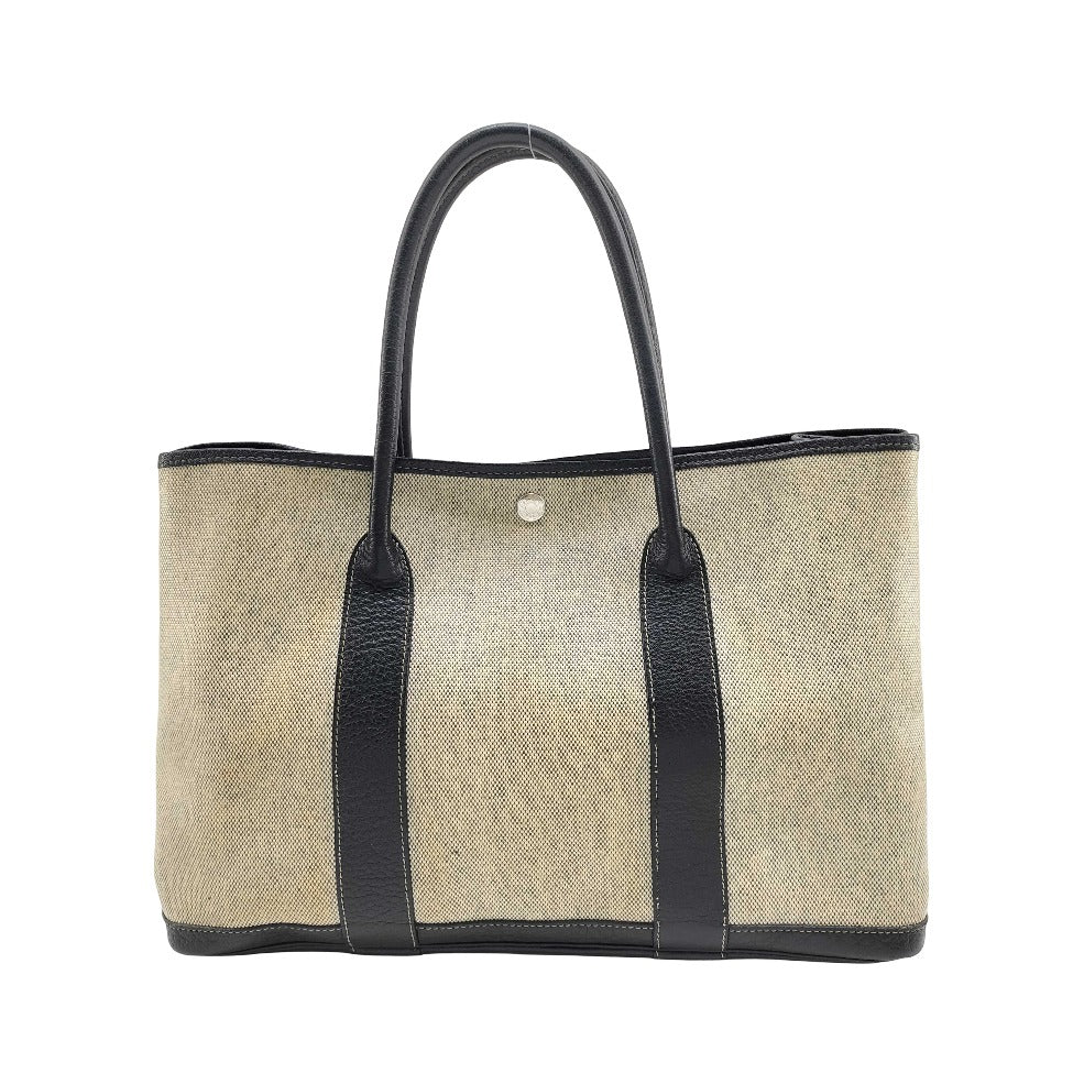 Hermes Garden Party Toile and Leather, Beige, Canvas, Tote Bag