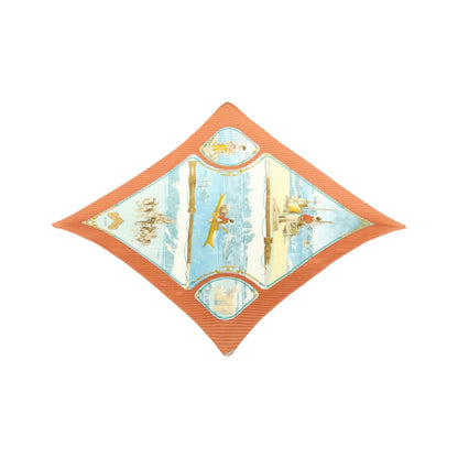 Hermes Gronland Pleated Silk, Brown, Silk, Scarf