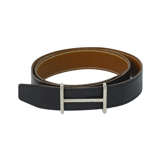 Hermes H D'Ancre Reversible Belt Leather, Black, Leather, Belt
