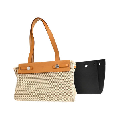 Hermes Herbag Cabas Toile and Leather, Beige, Canvas, Tote Bag