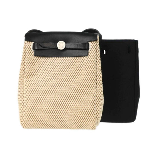 Hermes Herbag Toile and Leather, Beige, Canvas, Handbag