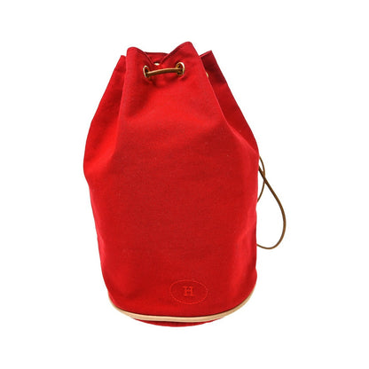 Hermes Polochon Drawstring Cotton, Red, Cotton, Backpack