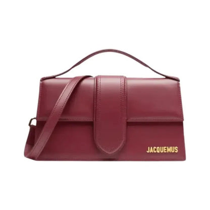 Jacquemus Le Grand Bambino Flap Leather, Burgundy, Leather, Handbag