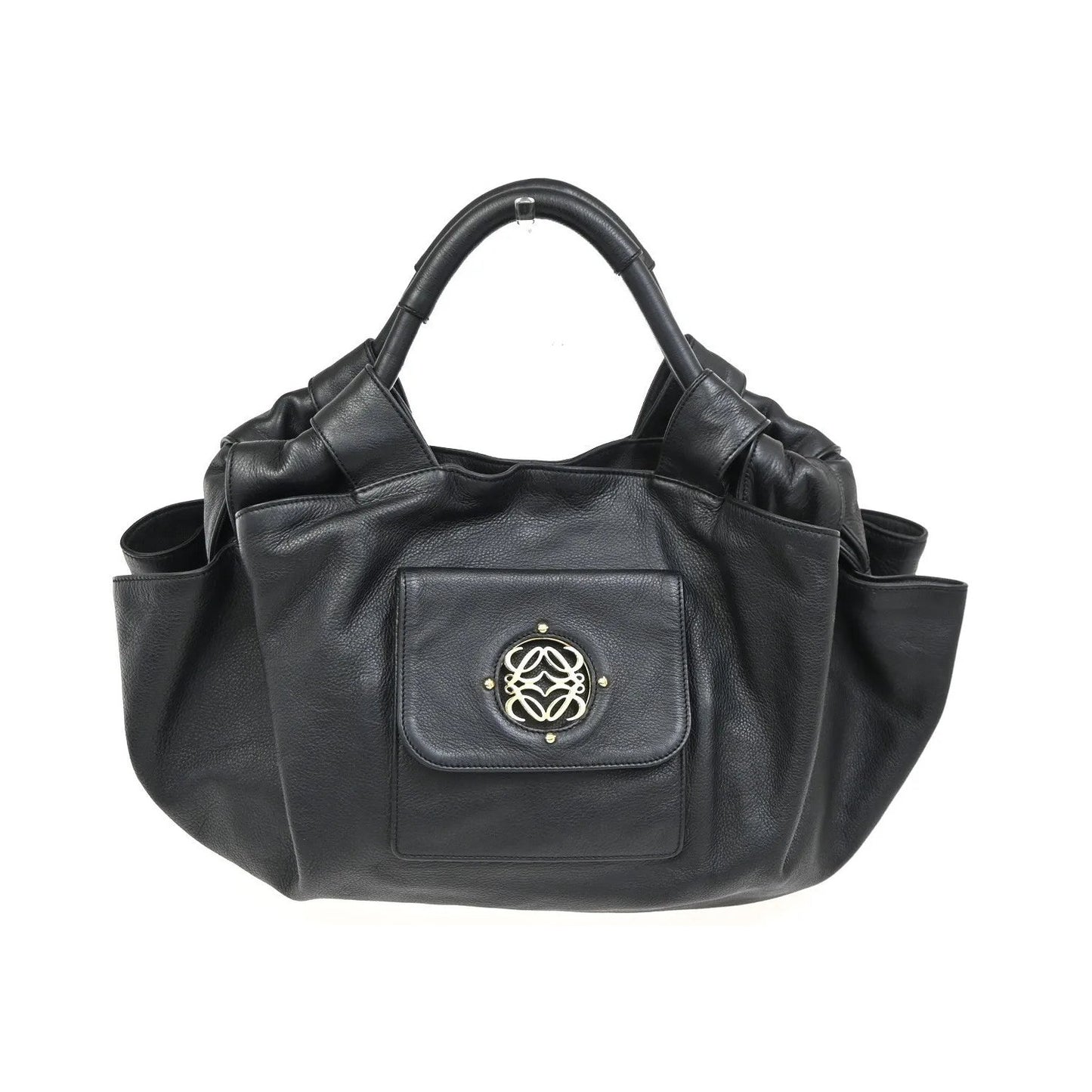 Loewe Anagram Logo Nappa Aire Hand Leather, Black, Leather, Handbag