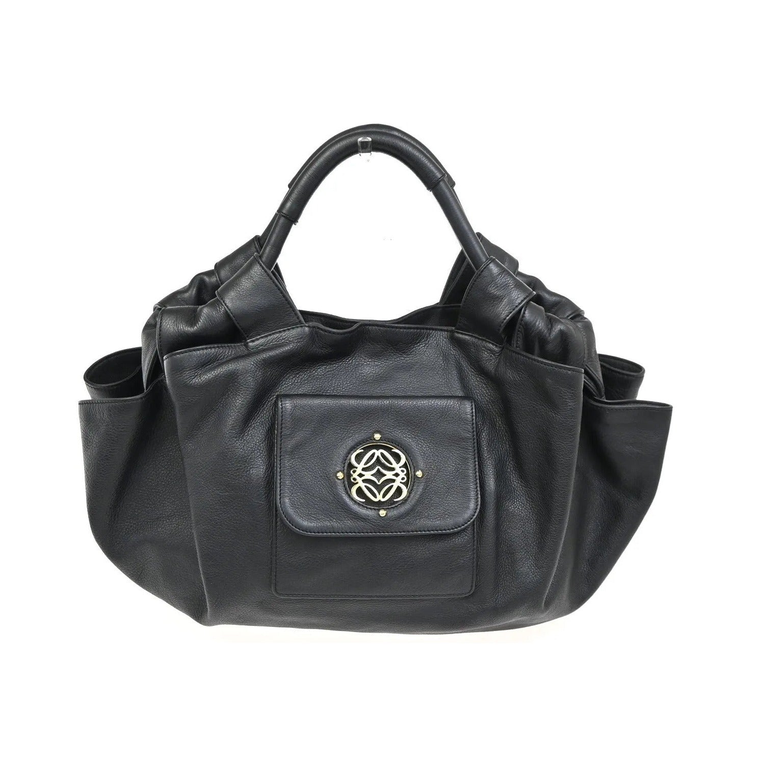 Loewe Anagram Logo Nappa Aire Hand Leather, Black, Leather, Handbag