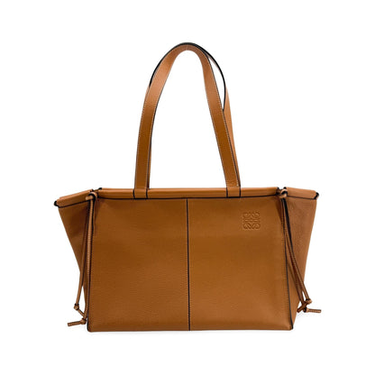 Loewe Cushion Leather, Brown, Leather, Tote Bag