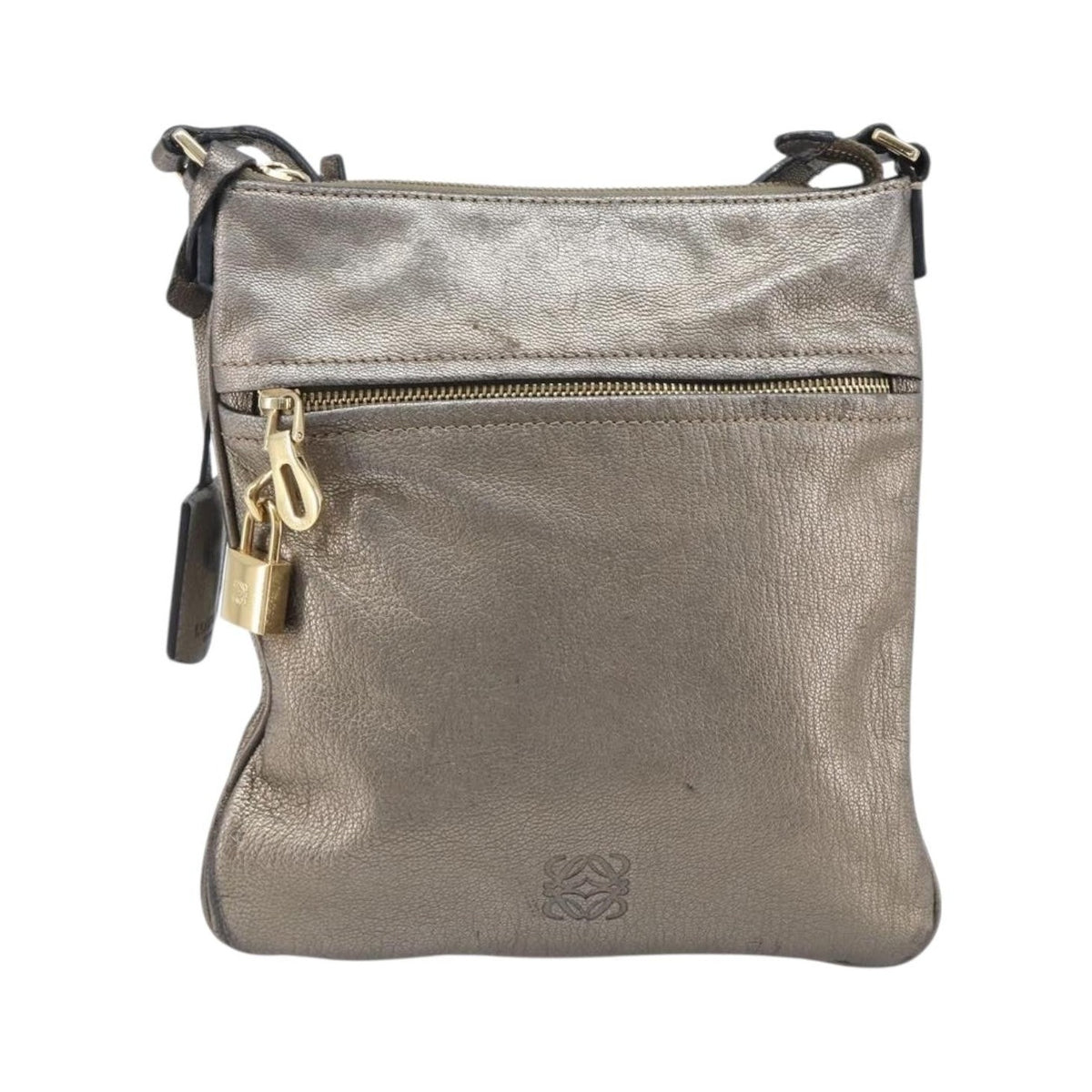 Loewe Front Pocket Leather, Gold, Leather, Crossbody Bag