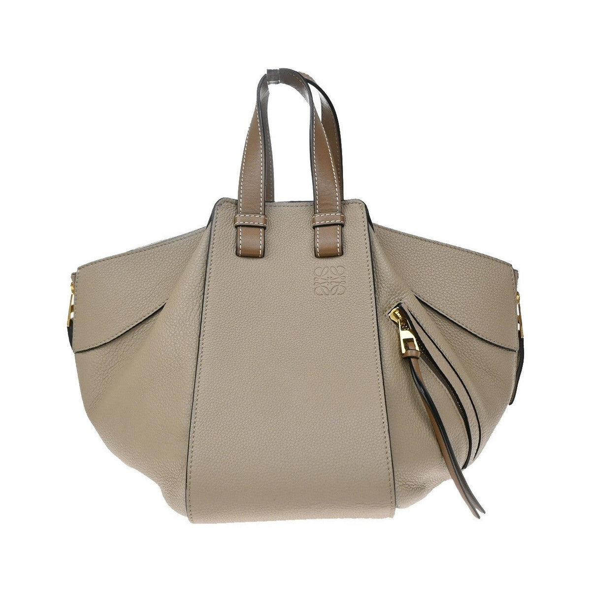 Loewe Hammock Leather, Beige, Leather, Handbag