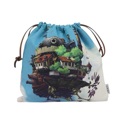 Loewe Paula Drawstring Printed Canvas, Blue, Nylon, Clutch