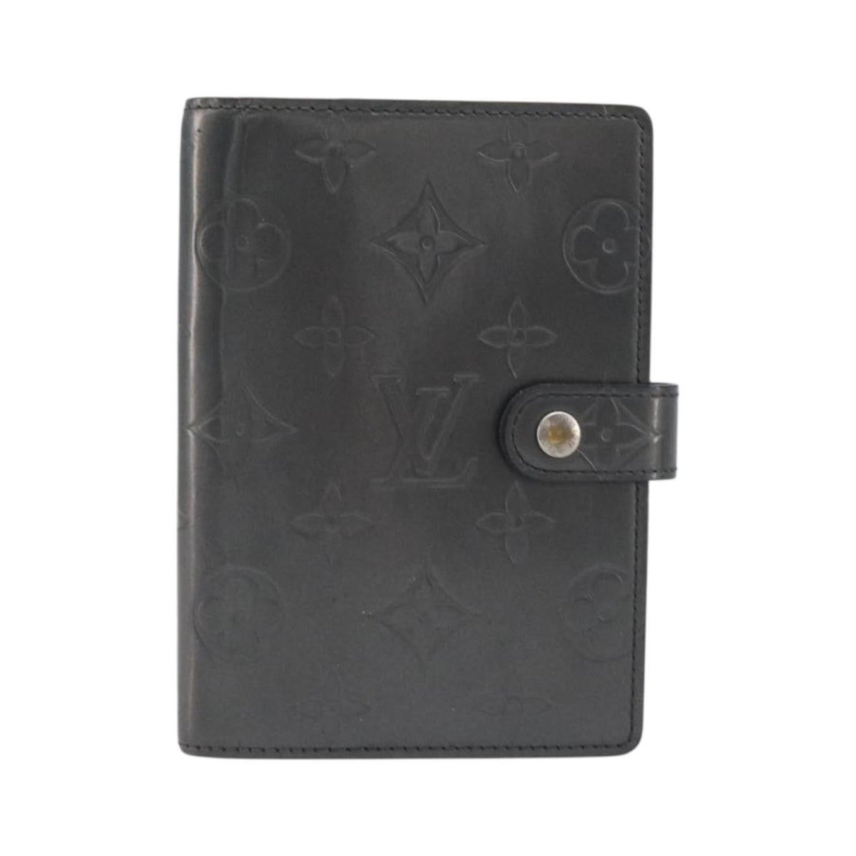 Louis Vuitton Agenda Cover Patent Leather, Black, Canvas, Wallet