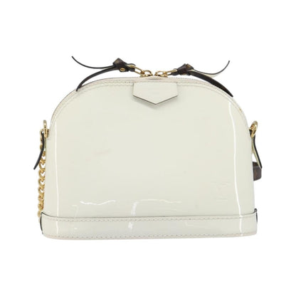 Louis Vuitton Alma Chain Vernis with Monogram Canvas, White, Patent Leather, Handbag