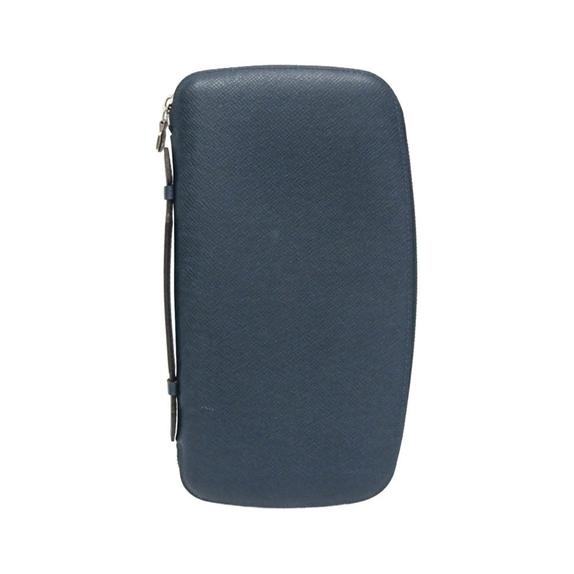 Louis Vuitton Atoll Organizer Taiga Leather, Blue, Leather, Wallet