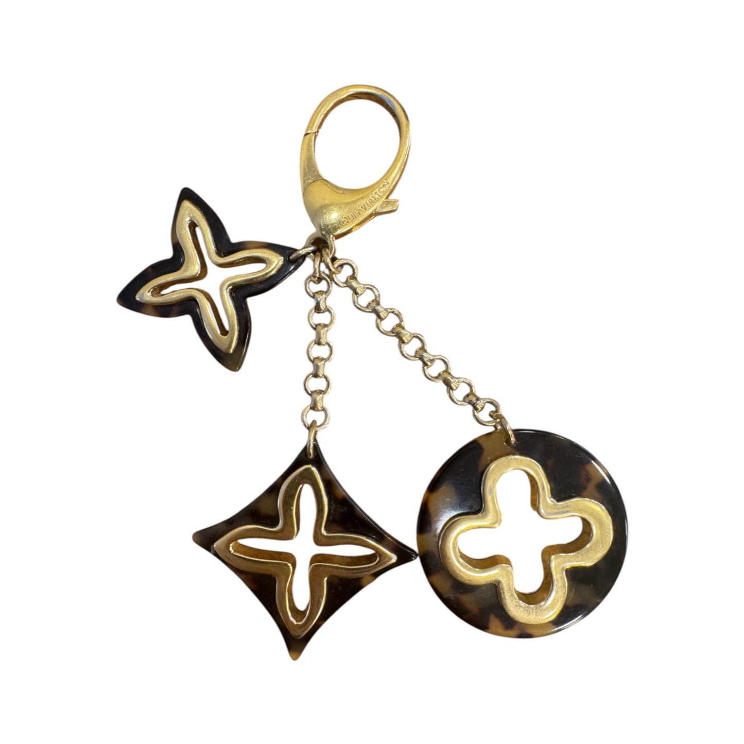 Brandsamsara Louis Vuitton Bijoux Sac Insolence bag charm in gold-tone brass and brown tortoise shell resin acetate