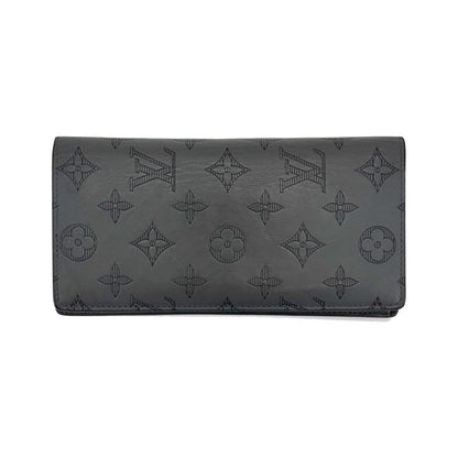 Louis Vuitton Brazza Monogram Shadow Leather, Black, Leather, Wallet
