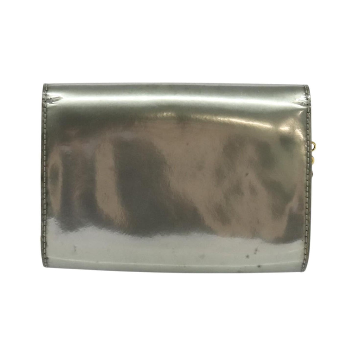 Louis Vuitton Chain Louise Clutch Patent, Silver, Patent Leather, Clutch