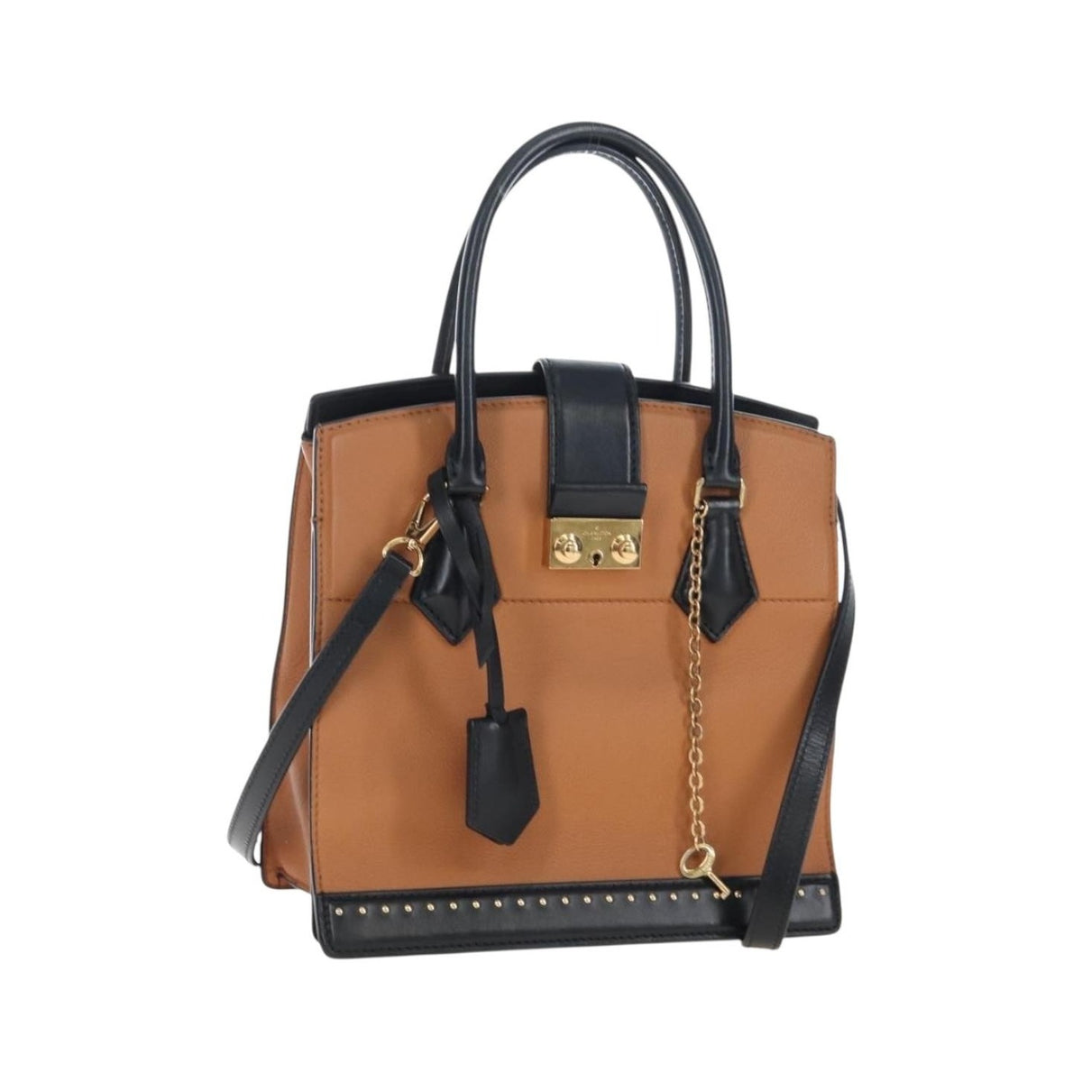 Louis Vuitton Cour Marly Leather with Studded Detail, Beige, Leather, Handbag