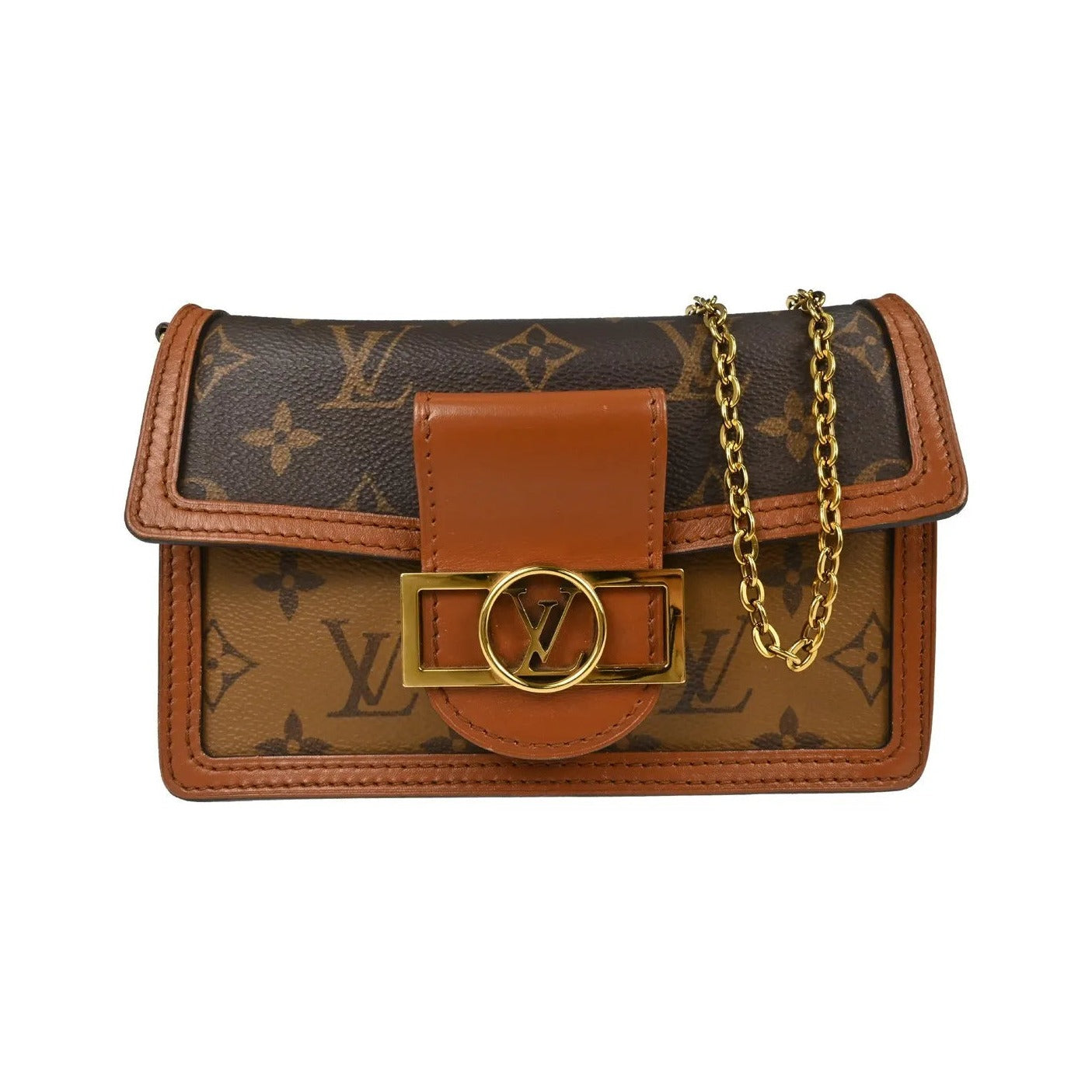 Louis Vuitton Dauphine Chain Reverse Monogram Canvas, Brown, Canvas, Shoulder Bag