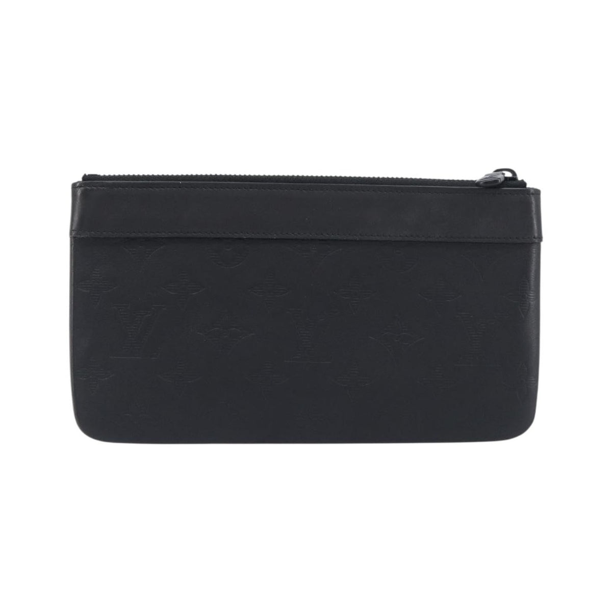 Louis Vuitton Discovery Pochette Monogram Shadow Leather, Black, Leather, Clutch