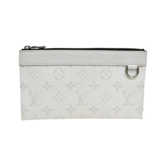 Louis Vuitton Discovery Pochette Monogram Taigarama, White, Leather, Clutch