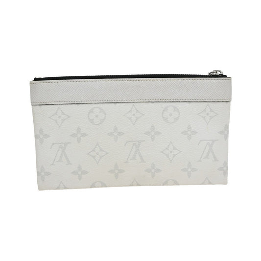 Louis Vuitton Discovery Pochette Monogram Taigarama, White, Leather, Clutch