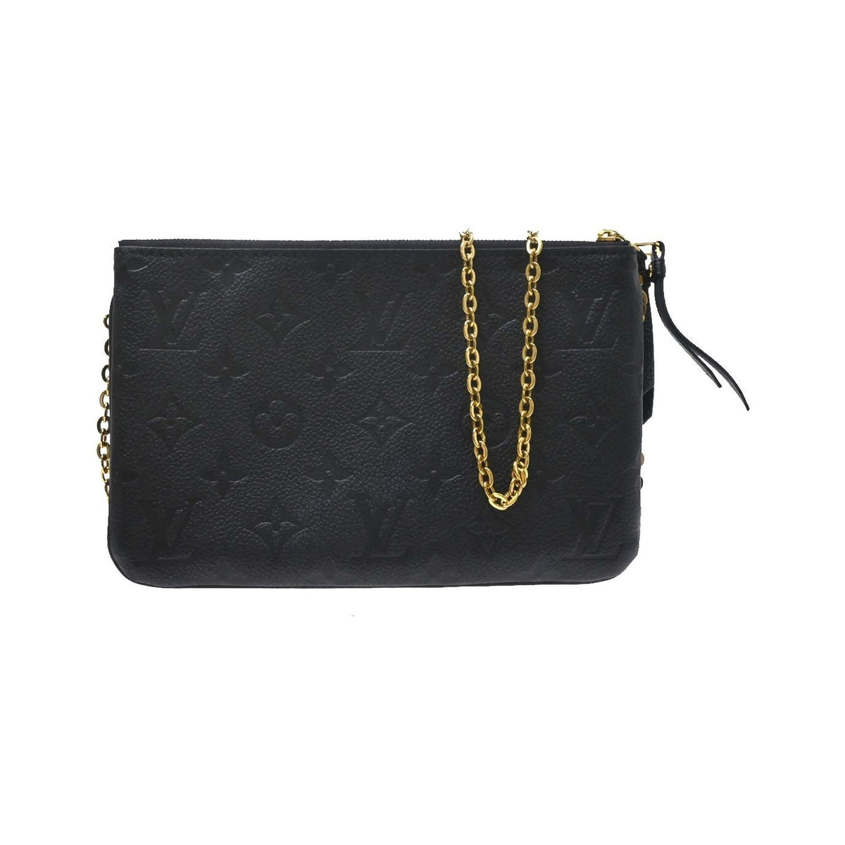 Louis Vuitton Double Zip Pochette Monogram Empreinte Leather, Black, Leather, Clutch