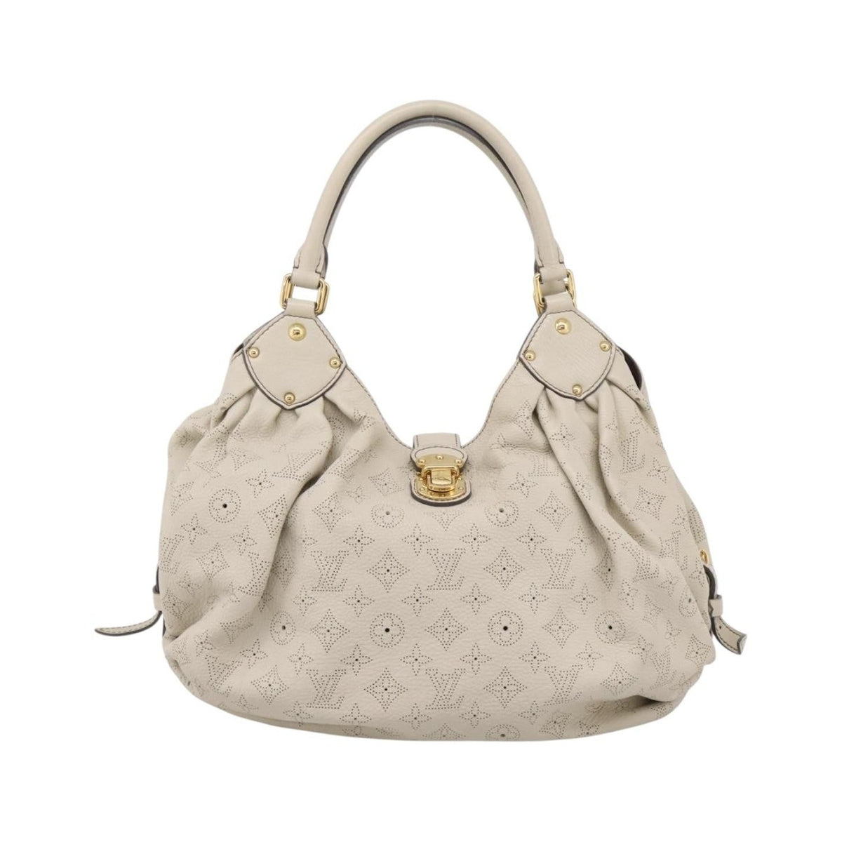 Louis Vuitton L Hobo Mahina Leather, Beige, Leather, Shoulder Bag