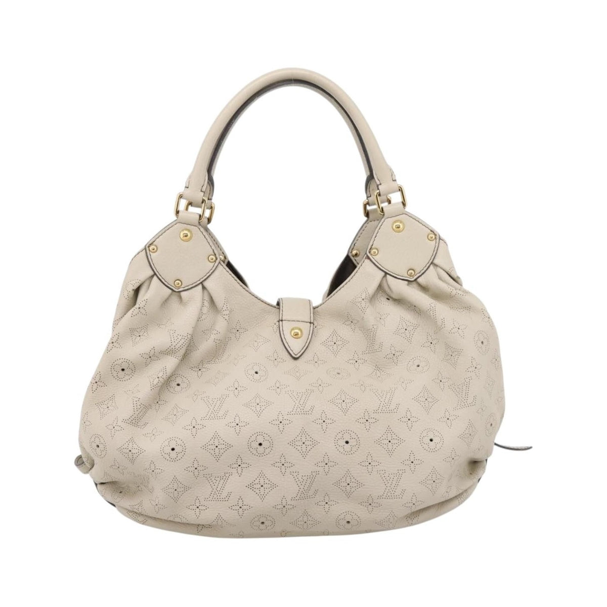 Louis Vuitton L Hobo Mahina Leather, Beige, Leather, Shoulder Bag