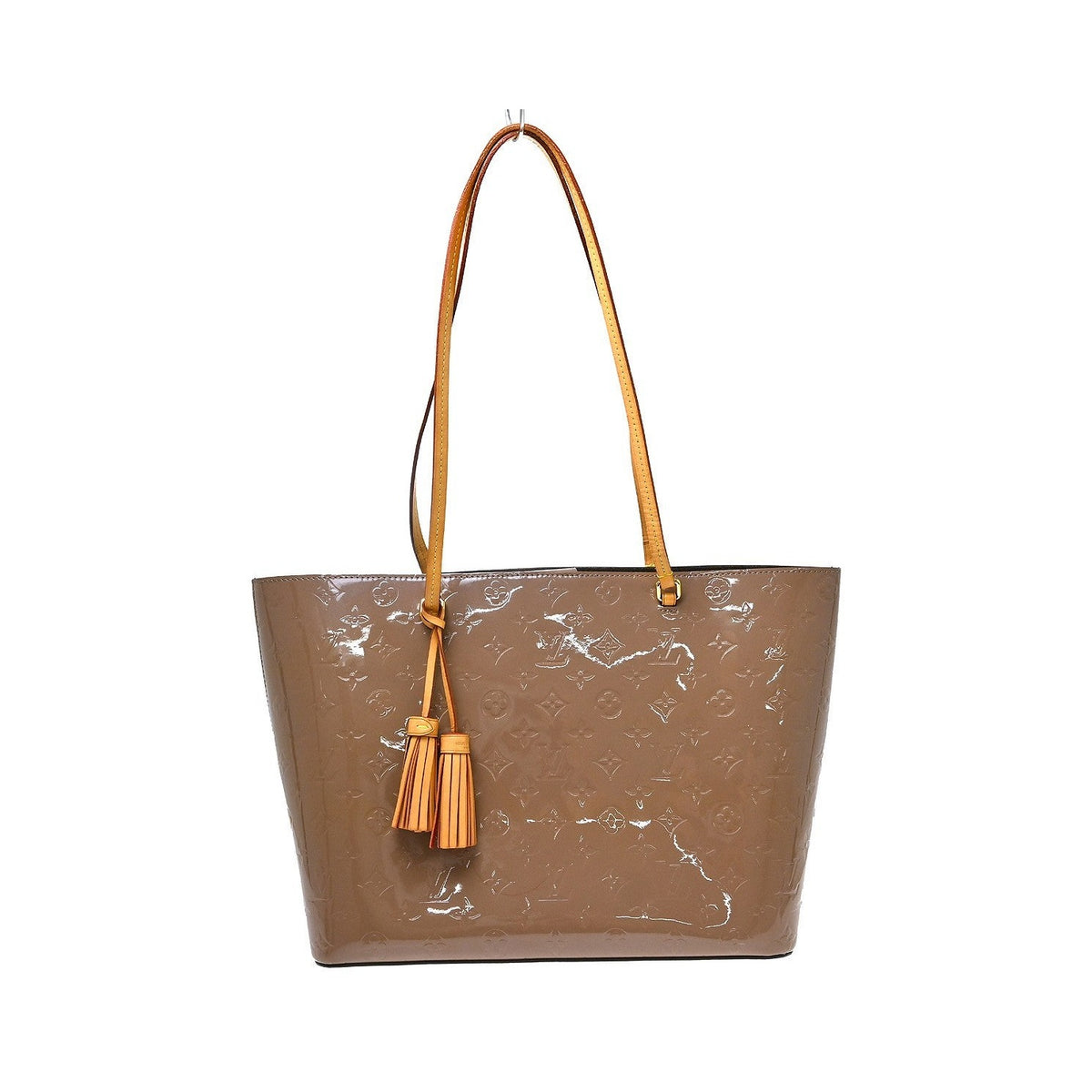 Louis Vuitton Long Beach Monogram Vernis, Beige, Patent Leather, Tote Bag