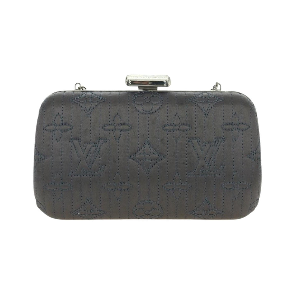 Louis Vuitton Motard Minaudiere Monogram Satin, Gray, Satin, Clutch