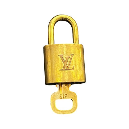 Louis Vuitton Padlock and Key Logo Metal, Gold, Metal, Charm