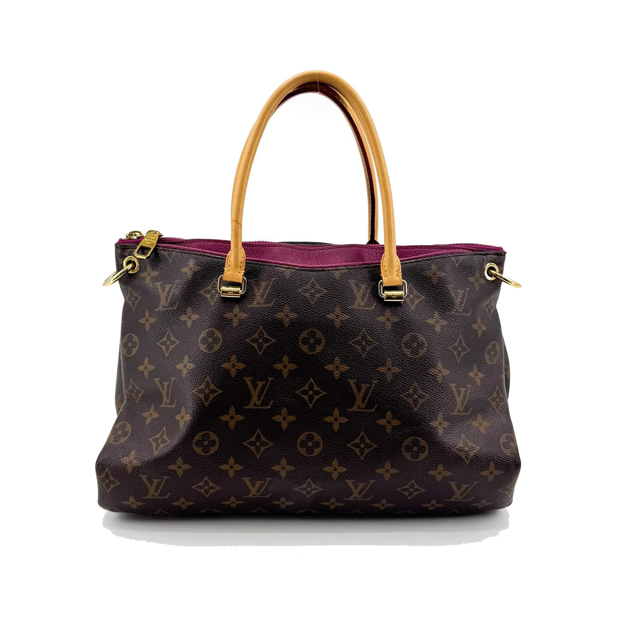 Louis Vuitton Pallas Monogram Canvas with Leather, Brown, Canvas, Tote Bag