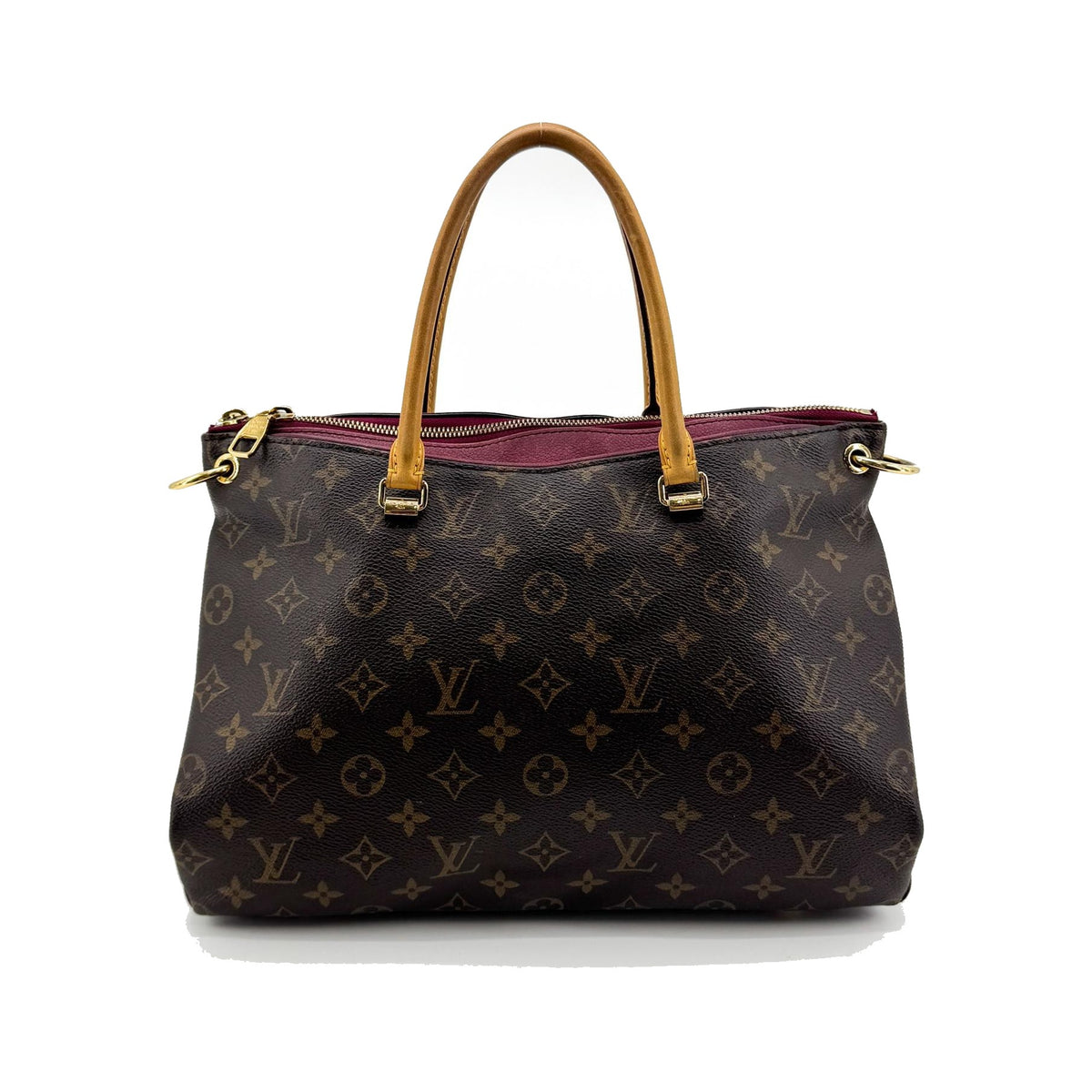 Louis Vuitton Pallas Monogram Canvas with Leather, Brown, Canvas, Tote Bag